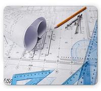 Alfombrilla De Ratón Ingeniero Arquitectura Diseño Y Trabajo Herramientas Planificación Construcción Diagramas Lápiz Regla Alfombrilla Gaming Cómoda Mouse Pad Pequeña, para Hogar, 25x30cm