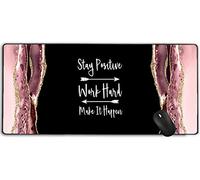 Alfombrilla de ratón inspiradora para juegos con ágata de mármol, tamaño XXL, con base de goma antideslizante para computadora portátil, computadora de escritorio, teclado de computadora, permanece positivo, trabaja duro y haz que suceda