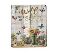 Alfombrilla De Ratón Jardinería Mariposa Está Bien con Mi Alma Vintage Rústico 25X30Cm Antipolvere Alfombrilla Portátil Alfombrillas De Mouse para Hogar Escritorio