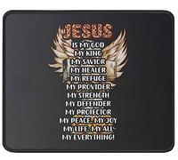 Alfombrilla De Ratón Jesus Is My God King Savior Christianty Verse and Prayers Religious Inspirational Mouse Pad Multifuncional Mousepad Protector Alfombra Raton para Oficina Pc Trabajo 25X30CM
