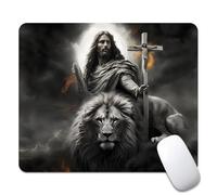 Alfombrilla De Ratón Jesús León White Y Negro Alfombrilla De Ratón Rectangular Resistente A La Abrasión Lavable Mouse Pad, para Hogar, Portátil, Ordenador, 25x30cm