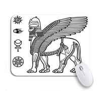 Alfombrilla De Ratón La Deidad Mítica Asiria Shedu Con Cabeza De León Alada Alfombrilla Ratón Ordenador Con Base De Goma Antideslizante Mouse Pad Pequeña, Para Ordenador, Hogar, 25 x 30cm
