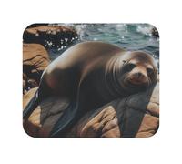 Alfombrilla De Ratón La Vida Marina Toma El Sol Perezosamente sobre Una Roca Calentada por El Sol. Alfombrilla De Ratón Rectangular Cómoda Mouse Pad, para Hogar, Oficina, Ordenador, 25x30cm