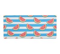 Alfombrilla de ratón larga multifuncional con rayas azules y blancas para juegos, antideslizante, 31.5 x 11.8 pulgadas