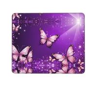 Alfombrilla de ratón lavable con estampado de mariposas moradas, base de goma antideslizante para ordenador portátil