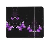 Alfombrilla de ratón lavable con estampado de mariposas moradas, base de goma antideslizante para ordenador portátil