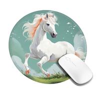 Alfombrilla de ratón lavable para computadora con base de goma antideslizante, bonita alfombrilla de ratón de caballo blanco para laptop, accesorios de escritorio, alfombrilla de mouse para juegos