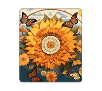 Alfombrilla de ratón lavable para computadora con base de goma antideslizante, diseño de girasol rodeado de mariposas, alfombrilla de mouse para laptop, accesorios de escritorio, alfombrilla de mouse