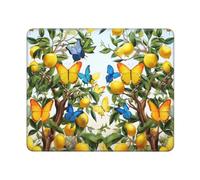 Alfombrilla de ratón lavable para computadora con base de goma antideslizante, limones y mariposas en el árbol, alfombrilla de ratón para laptop, accesorios de escritorio, alfombrilla de mouse para