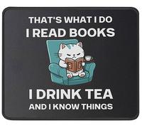 Alfombrilla de Ratón Leo un Libro y tomo té Gato Gracioso Gaming Tapete