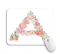 Alfombrilla De Ratón Letra Monograma del Alfabeto De Acuarela Hecha De Flower De Colores Mouse Pad Pequeña Resistente A La Abrasión Antideslizante Mouse Pad, para Oficina, Ordenador, 25 x 30cm