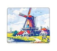 Alfombrilla De Ratón Lindo Molino De Viento Holandés Vintage De Delft Alfombrilla De Ratón Rectangular Resistente A La Abrasión Lavable Mouse Pad, para Hogar, Portátil, Ordenador, 25x30cm