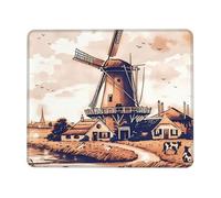 Alfombrilla De Ratón Lindo Molino De Viento Holandés Vintage De Delft Alfombrilla De Ratón Rectangular Personalizada Resistente A La Abrasión Mouse Pad, para Hogar, Oficina, Ordenador, 25x30cm