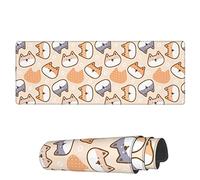 Alfombrilla De Ratón Lindo Patrón De Shiba Inu Alfombrilla para Computadora Duraderos Antideslizante Mouse Pad, para Hogar, Portátil, Ordenador, 80x30cm