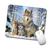 Alfombrilla De Raton Loba Madre Y Cachorros En Invierno Mouse Pad Antideslizante Alfombrillas con Base De Goma Alfombrilla Ratón para Computadora Oficina Hogar M