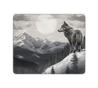 Alfombrilla De Ratón Lobo Solitario De La Montaña Nevada Duradero Alfombrilla Ratón Antideslizante Tapete Escritorio para Trabajo Mac Accesorio 10X12In