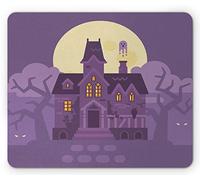 Alfombrilla De Ratón Mansión Embrujada En Una Casa Aterradora En Una Noche De Luna Llena Alfombrilla Raton con Base De Goma Antideslizante Mouse Pad Pequeña, para Oficina, Hogar, 25x30cm