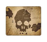 Alfombrilla De Ratón Mapa Antiguo De La Isla Calavera con Un Tesoro Pirata Alfombrilla Escritorio Impermeable Protector Escritorio Alfombrilla De Ratón para Juegos para Juegos Hogar 25X30Cm