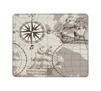 Alfombrilla De Ratón Mapa del Mar Brújula Barco De Vela Alfombrilla De Ratón Tapete Escritorio Mejora La Precisión Y La Velocidad Mouse Pad para Oficina Pc Mac 25X30Cm