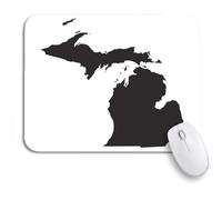 Alfombrilla De Ratón Mapa Negro Del Estado De Michigan Detroit Lansing America Atlas Antideslizante Mouse Pad Personalizada Mouse Pad Pequeña, Para Oficina, Ordenador, 25 x 30cm