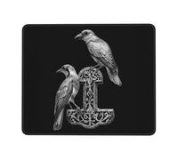 Alfombrilla De Ratón Martillo Vikingo Mjolnir con Pájaro Odín Alfombrilla para Ratón De Oficina Lavable Moderno Antideslizante Mouse Pad, para Hogar, Portátil, Ordenador, 25x30cm