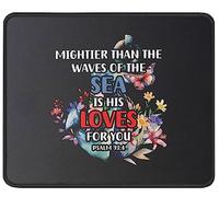 Alfombrilla De Ratón Mightier Than The Waves of The Sea Psalm 93:4 Verse Religious Inspirational Quote Christianty Mouse Pad Antideslizamiento Alfombra Raton Protector Mousepad para 25X30CM