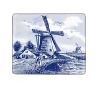 Alfombrilla De Ratón Molino De Viento Holandés Vintage Azul De Delft Alfombrilla De Ratón para Juegos Suave Tapete Escritorio Gaming Tapete para Escritorio Computadora 25X30Cm