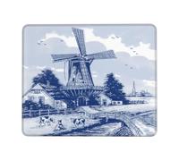 Alfombrilla De Ratón Molino De Viento Holandés Vintage De Color Azul Nederland De Delft Alfombrilla Gaming para Ratón Duradera Tapete Escritorio Alfombrilla Escritorio para Oficina Pc 25X30Cm