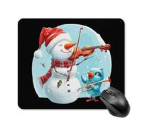 Alfombrilla De Ratón Muñeco De Nieve Tocando El Violín Alfombrilla De Ratón Rectangular Lavable Antideslizante Mouse Pad, para Hogar, Portátil, 25x30cm