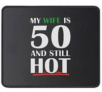 Alfombrilla De Ratón My Wife Is 50 Funny 50Th Birthday Mousepad Duraderos Alfombra Raton Antideslizamiento Mouse Pad para Oficina Pc Ordenador 25X30CM