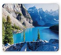 Alfombrilla De Ratón Naturaleza Lago Moraine Parque Nacional Banff Canadá Montañas Pinos Valle De Los 10 Picos Alfombrilla Gaming Duraderos Antideslizante Mouse Pad, para Portátil, 25x30cm