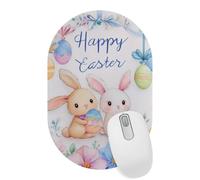 Alfombrilla de ratón ovalada para oficina con texto "Happy Easter", 28 x 18 cm, base de goma antideslizante, resistente al desgaste, lavable, suave de usar, sin arañazos, duradera