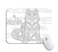 Alfombrilla De Ratón Página para Colorear De Perro Esquimal, Husky Siberiano Y Malamute De Alaska para Adultos Mouse Pad Pequeña Cómoda Alfombrilla Ratón Ordenador, para Hogar, 25 x 30cm
