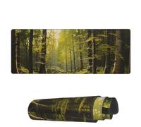 Alfombrilla De Ratón Paisaje De Árboles De Musgo Verde Alfombrilla Ratón Ordenador con Bordes Cosidos Antideslizante Mouse Pad, para Hogar, Portátil, Ordenador, 80x30cm