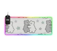 Alfombrilla de ratón para computadora con diseño de oso de peluche gris de caricatura, brillante, antideslizante, para viajes, 35.4 x 15.7 pulgadas