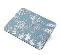 Alfombrilla de ratón para computadora, diseño de ballena, delfín, estrella de mar, tortuga, cangrejo, oficina en casa, PC, accesorio de escritorio, tela flexible, arte impreso ergonómico, #21760