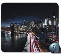 Alfombrilla de ráton para Juego de Costura de precisión, Manhattan Newyork City Night Pattern Rectángulo Personalizado Alfombrilla de ráton de Goma Antideslizante Alfombrillas para ratón de Juego