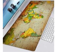 Alfombrilla de ratón para Juegos 800x400x5mm,Mapa del mundo vintage Grande Alfombrilla de ratón,Bordes cosidos,Base de Goma Antideslizante,Alfombrilla de Teclado Lavable,Alfombrilla de Escritorio