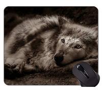 Alfombrilla de ratón para Juegos, Alfombrilla de ratón con Cabeza de Lobo y Borde Cosido