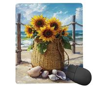 Alfombrilla de Ratón para Juegos Bordes Cosidos, Girasol con vistas al mar Alfombrilla Ratón Pequeña 360 x 300 mm con Base de Goma Natural Antideslizante para Jugadores/Escritorio/Oficina/Hogar X-273