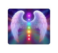 Alfombrilla de ratón para juegos con alas de ángel Reiki y siete chakras sobre fondo colorido, para sanación del alma, antideslizante, de goma, para ordenadores, portátiles, oficina y hogar. Alfomb
