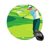 Alfombrilla de ratón para juegos con estampado de campo de golf, bonita alfombrilla de ratón redonda con base de goma antideslizante, lavable, para laptop, computadora, hogar, oficina, escritorio, 7.8