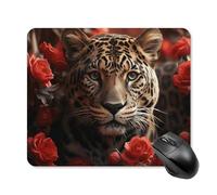 Alfombrilla de ratón para juegos, diseño de rosa roja y tigre, bonita alfombrilla de mouse para escritorio, alfombrilla de mouse grande para escritorio de viaje