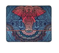 Alfombrilla de ratón para Juegos étnicos Elefante Ornamental con círculos Espirales Infinito Armonía del Icono de Cosmos Ilustración cojín de ratón Personalizable Rosa Azul