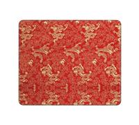 Alfombrilla De Ratón para Juegos Fragmento De Seda Roja China Bordes Cosidos Alfombrilla De Ratón Resistente Tapete Escritorio para Portátil Accesorio Juegos 10X12In