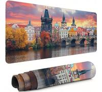 Alfombrilla de Ratón para Juegos, Lago Alfombrilla Ratón XXL 900 x 300 MM, Mouse Pad Castillo Tapete Escritorio, con Bordes Cosidos, Impermeable, Antideslizante, para Oficina Gaming en Casa C-1916