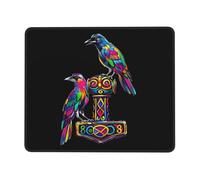 Alfombrilla De Ratón para Juegos Martillo Vikingo Mjolnir con El Crow De Odín Impermeable Alfombrilla Escritorio Moderno Tapete Escritorio para Trabajo Gamer Gaming 10X12In