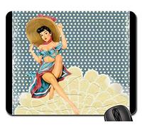 Alfombrilla De Ratón para Juegos, Retro Collage Chica Pin Up Sexy Sombrero Moda Dama Alfombrilla Gaming Antideslizante Tapete De Juego Professional Alfombrilla Raton para Oficina Ratón 25X30Cm