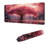 Alfombrilla de Ratón para Juegos, Rosa Alfombrilla Ratón XXL 1400 x 600 MM, Mouse Pad flores de cerezo Tapete Escritorio, con Superficie Suave y Base de Goma Antideslizante, para Oficina Gaming H-1493