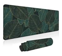Alfombrilla de ratón para juegos XXL 800 x 300 mm, diseño de hojas tropicales verdes, grande